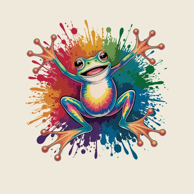Bunter Spritzender Frosch Regenbogenfarben