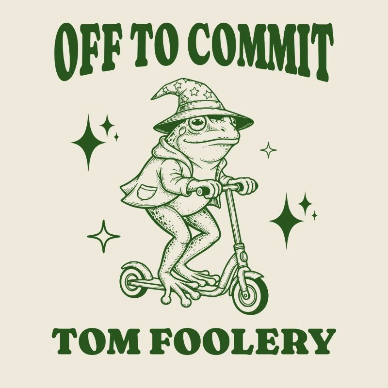 Off To Commit Tom Foolery Funny Frog Illustration