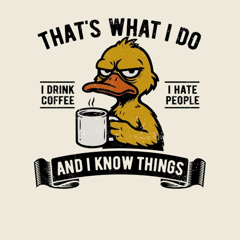 I drink coffee, I hate people and I know things