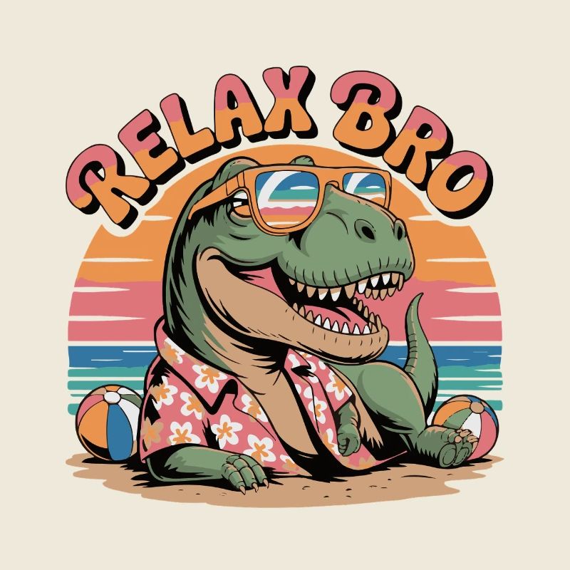 Relax Bro Dinosaur Beach Pattern