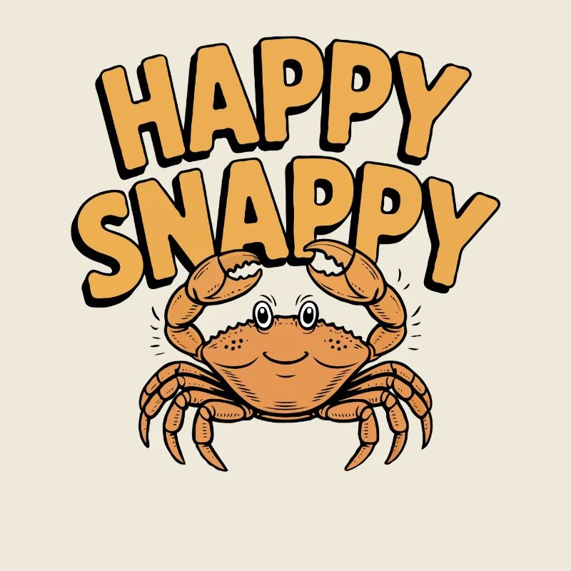 Whimsical Crab with Happy Snappy Text