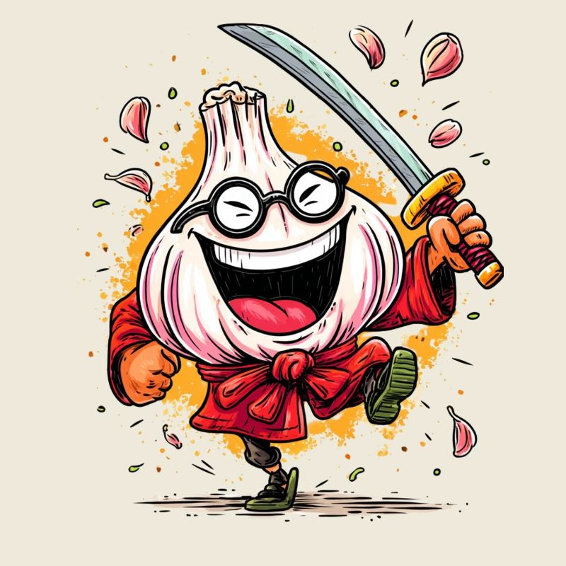 Furchtloser Knoblauch Samurai Heldencharakter