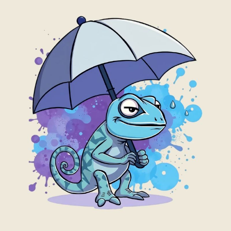 Lizard mit Regenschirm Cartoon Design