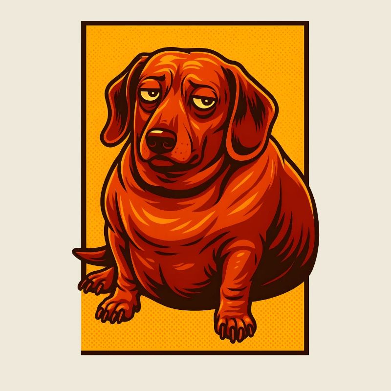 Expressive Dachshund Pop Art, Chubby Dog Lover 