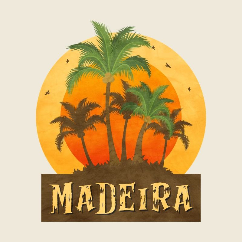 Sunset with Palm Trees Madeira Design