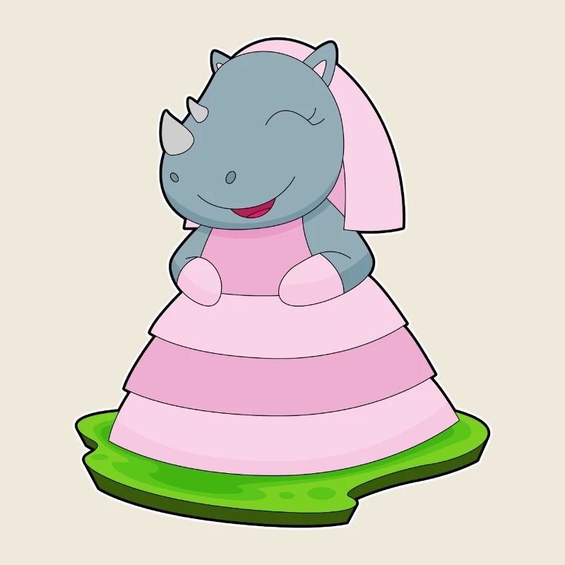 Mariage avec voile de mariée rhinocéros