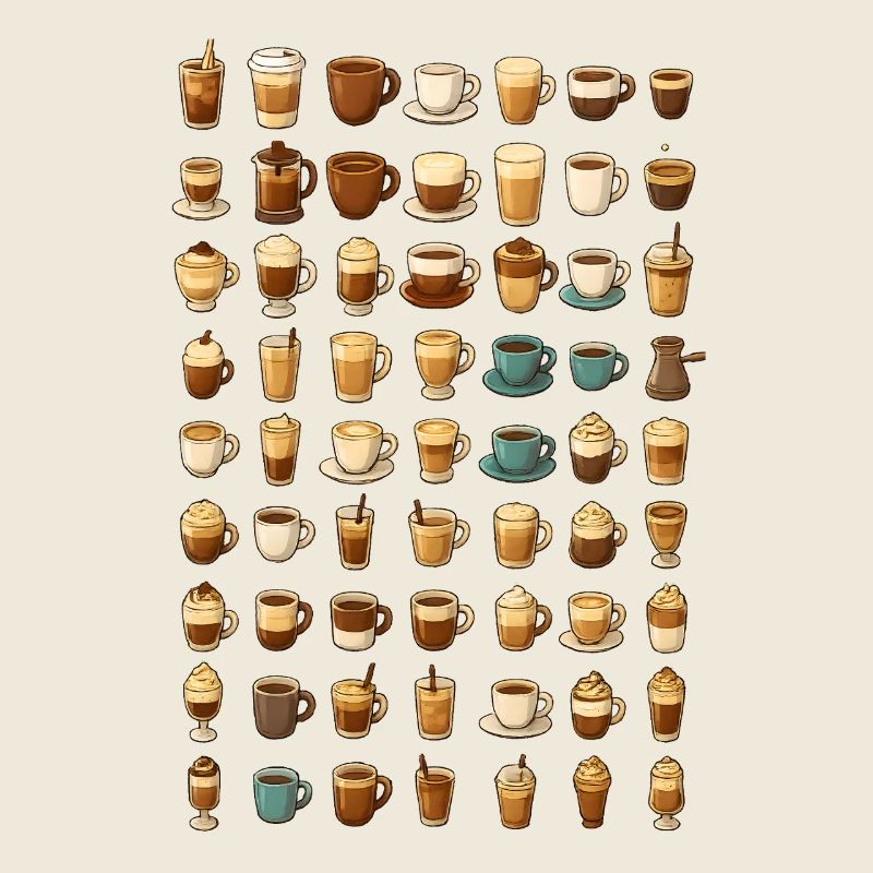 Various coffee drinks illustration