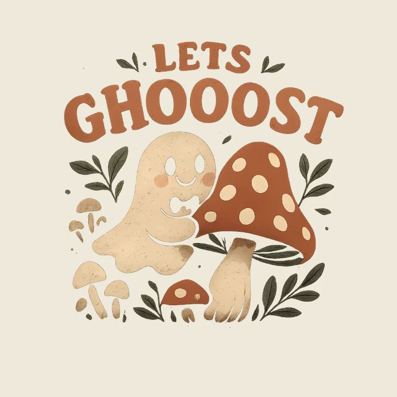 Fun ghost and mushroom motif