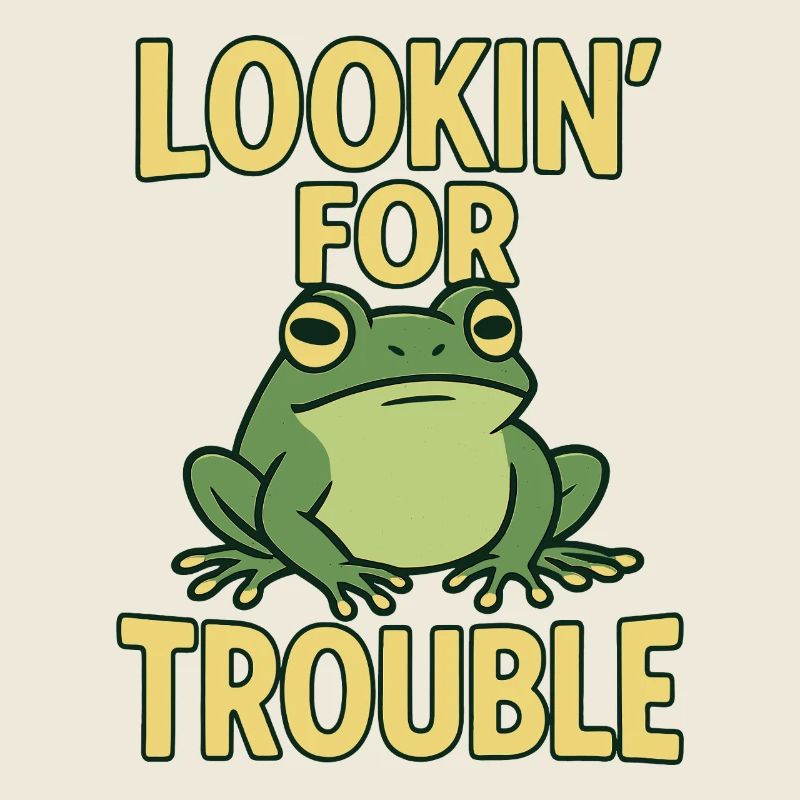 Humorous frog design with text
