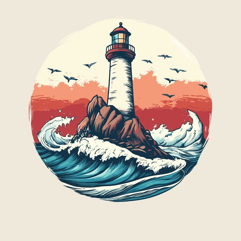 Lighthouse on rough seas