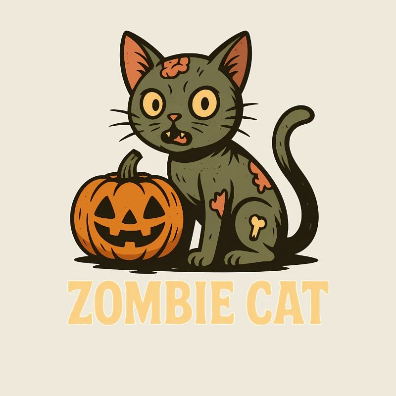 Scary Halloween cat with pumpkin