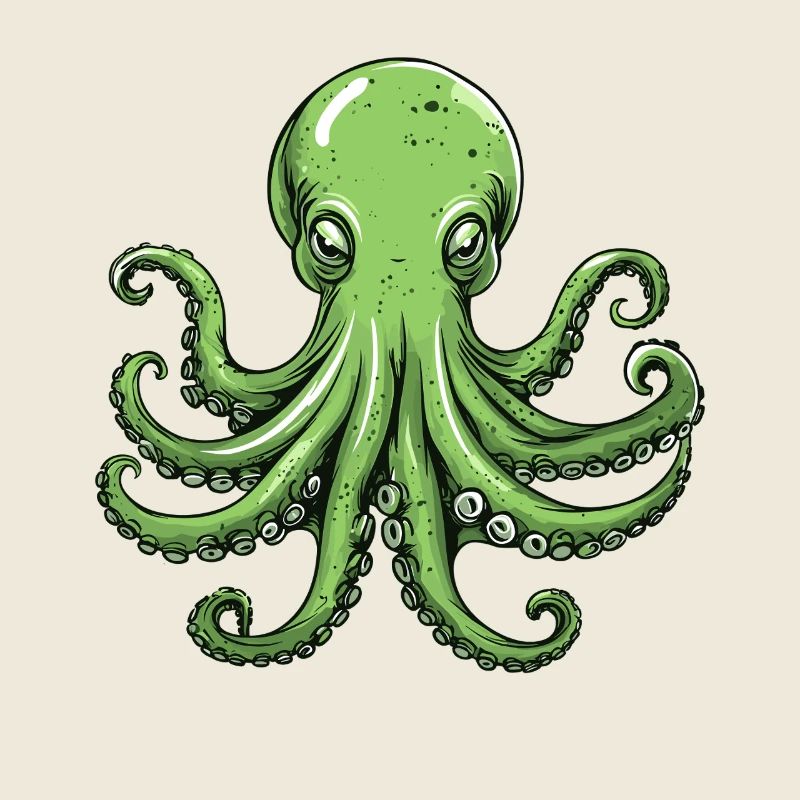 Green octopus with artistic design