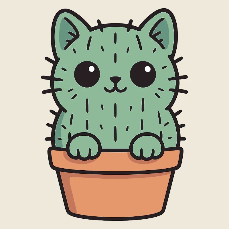 Cute Cactus Kitten Design