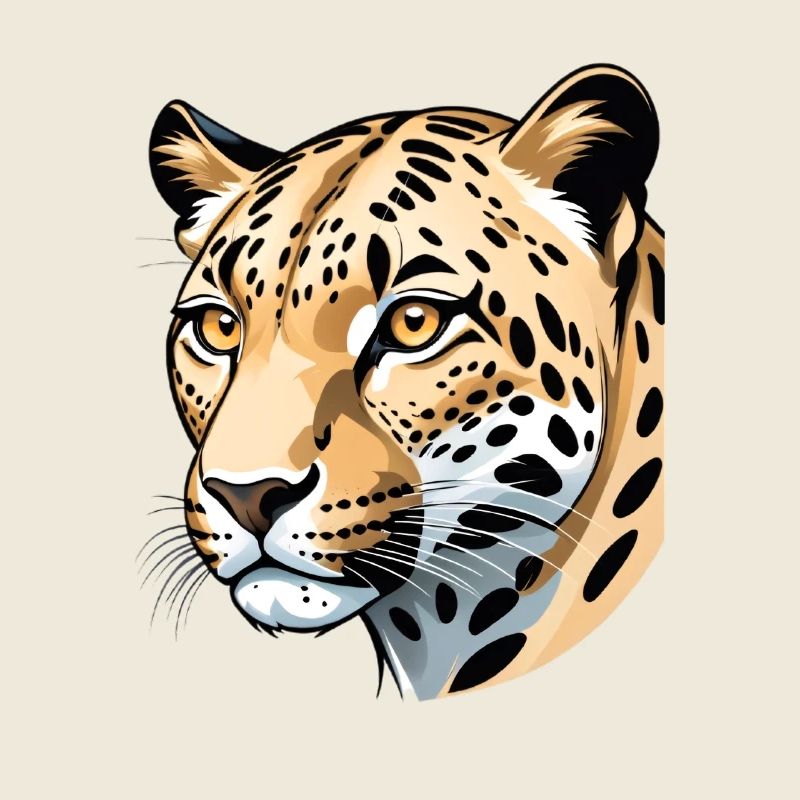 Elegant Cheetah Head Illustration