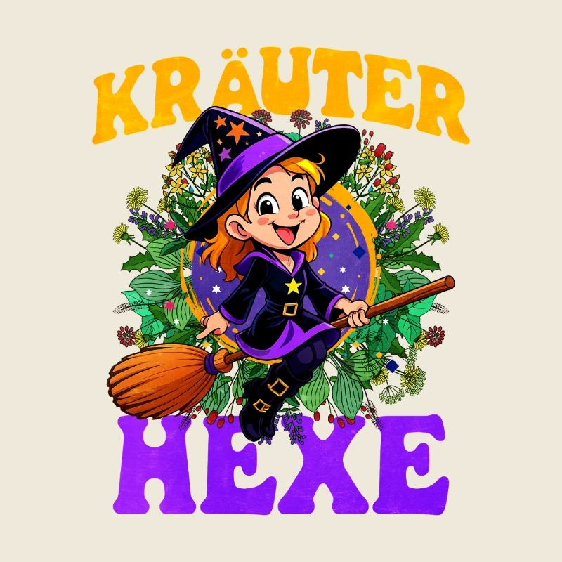 Witch with herbs and magic wand