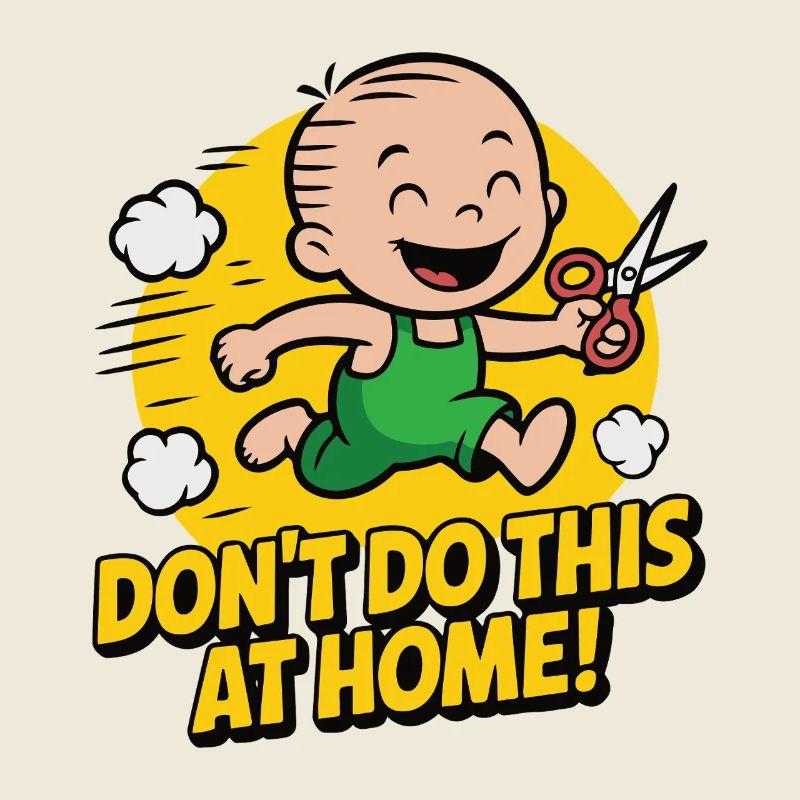 Humorous Toddler Running with Scissors Design