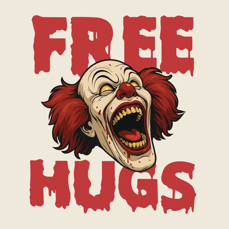 Free Hugs Spooky Halloween Evil Clown