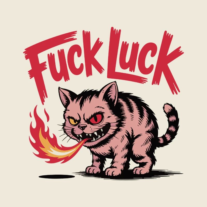 Fiery Cat with Bold Text Design