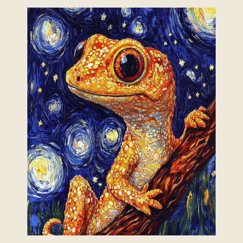 Gecko Van Gogh Style Nuit étoilée