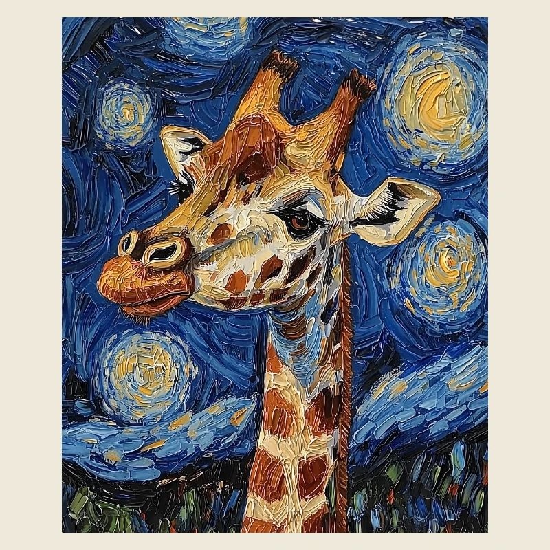 Giraffe Van Gogh Style Starry Night