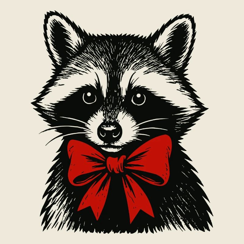 Christmas raccoon with bow