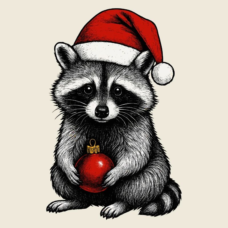 Noble raton laveur de Noël avec boule