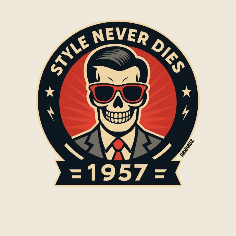 Skull Skeleton in Suit with Style 1957 Retro