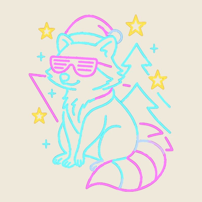 Conception de Noël de raton laveur cool