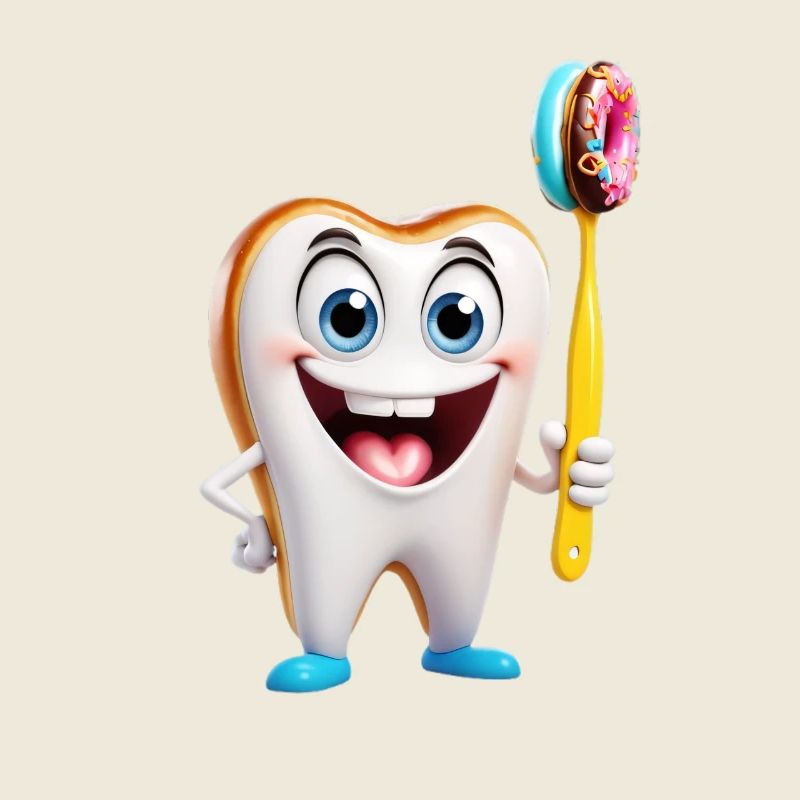 Dent heureuse avec brosse beignet