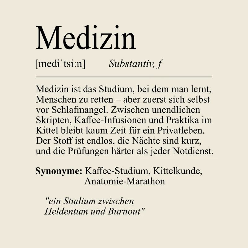 Unispruch "Medizin" Student Geschenk, Studenten