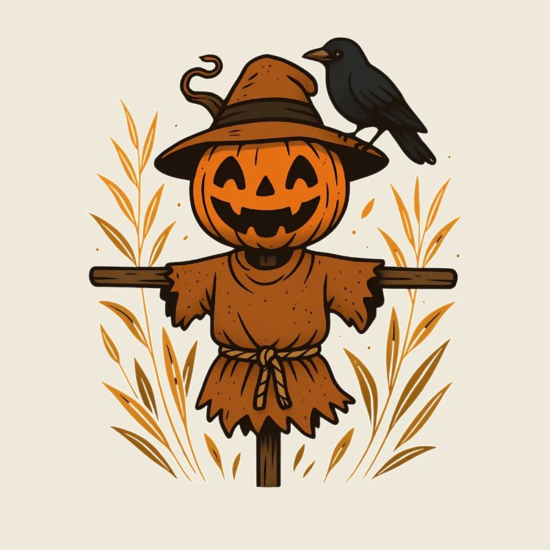 Kürbisgespenst Scheuch mit Rabe