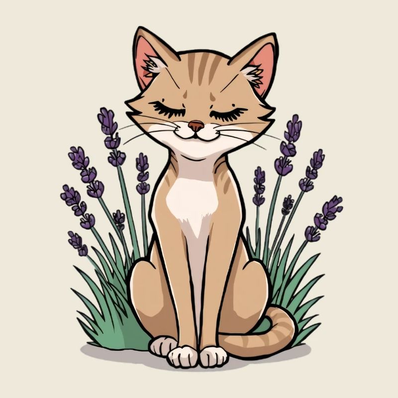 Cat rest in the lavender field