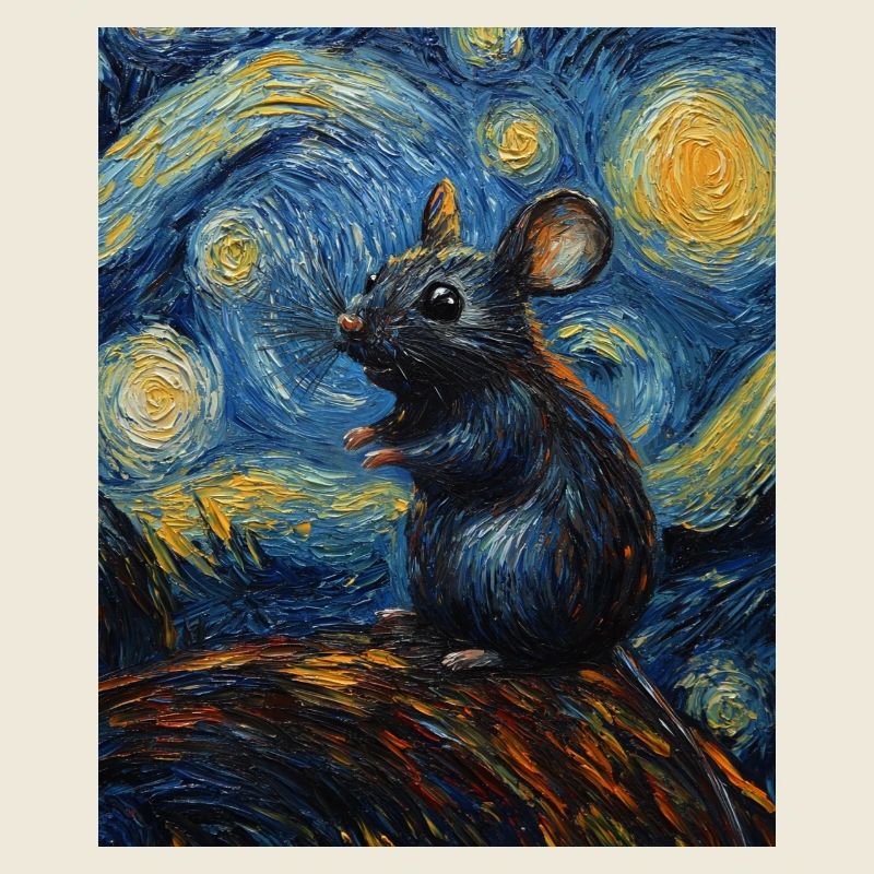 Maus isst Käse Van Gogh Style Starry Night
