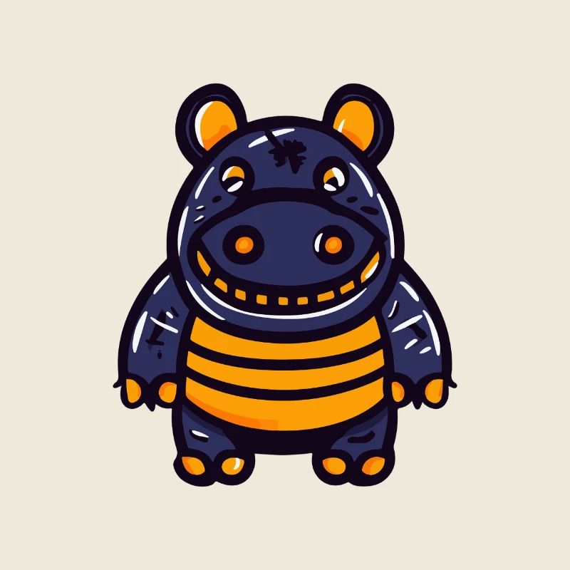 Hippopotamus Halloween Zombie