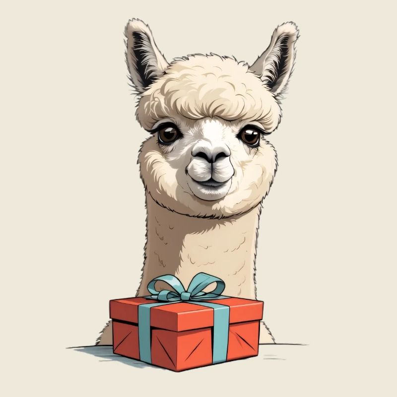 Alpaca with gift