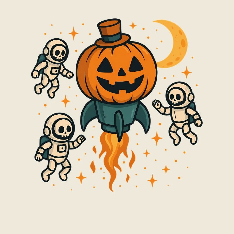 Halloween Rocket Pumpkin in Space