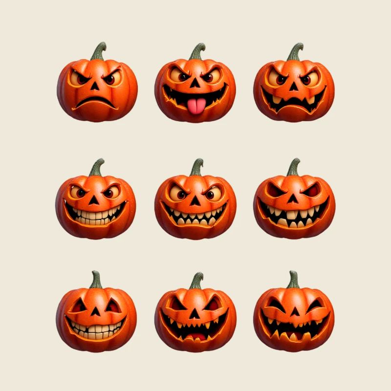 Halloween Pumpkin Faces Pattern
