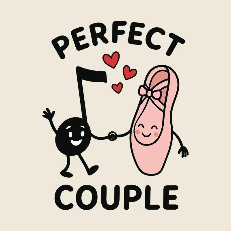 Couple parfait Ballet chaussure Note Coeurs Amour
