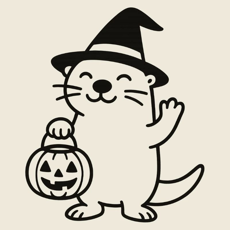 Otter with Halloween Magic Hat