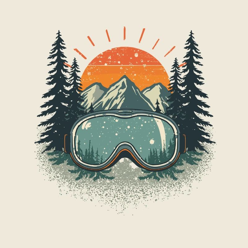 Mountain panorama with ski goggles