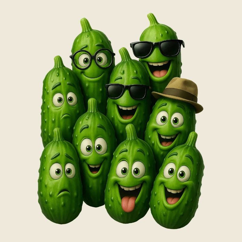 Troupe de concombres verts