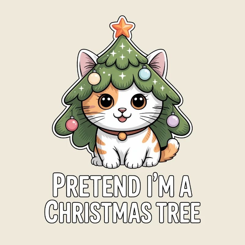 Pretend I'm A Christmas Tree Cat