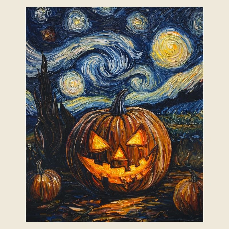 Citrouille Halloween Style Van Gogh Nuit étoilée