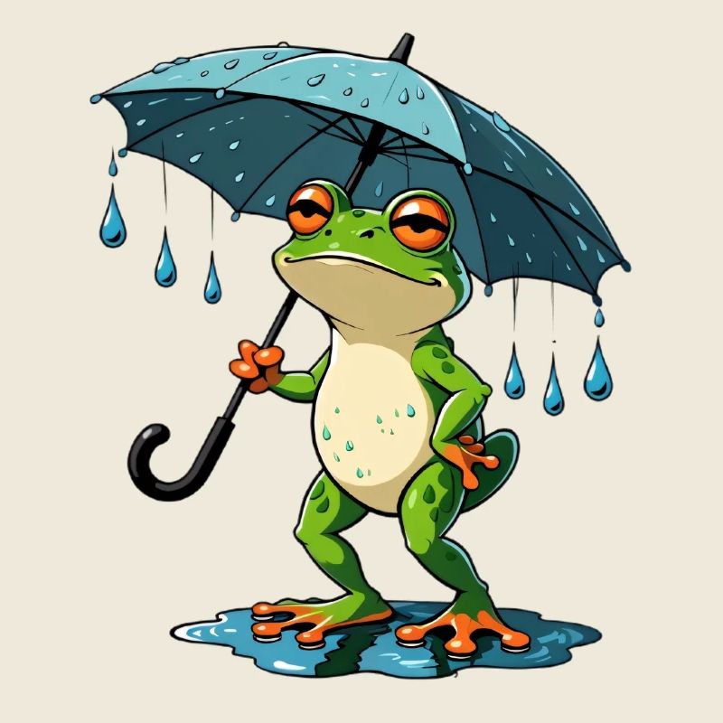 Rain frog with umbrella