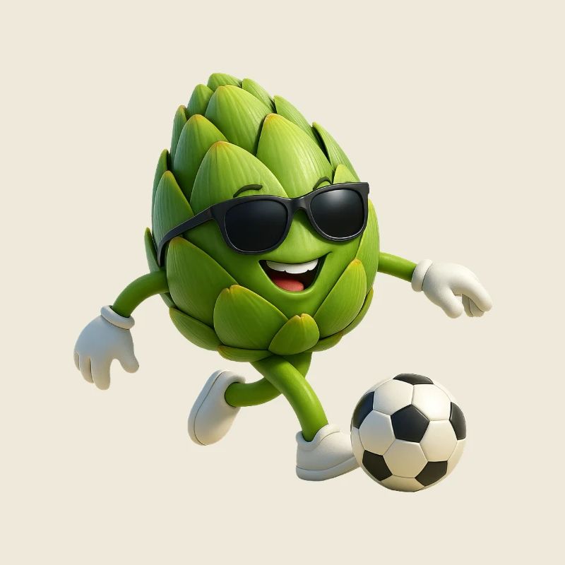 Artischocken Kicker mit Sonnenbrille Faußball