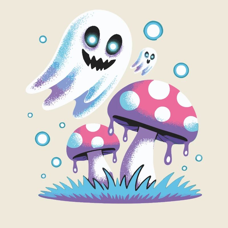 Neon style ghost mushrooms