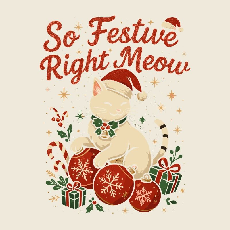 Katzige Festtagsfreude mit Santa-Hut
