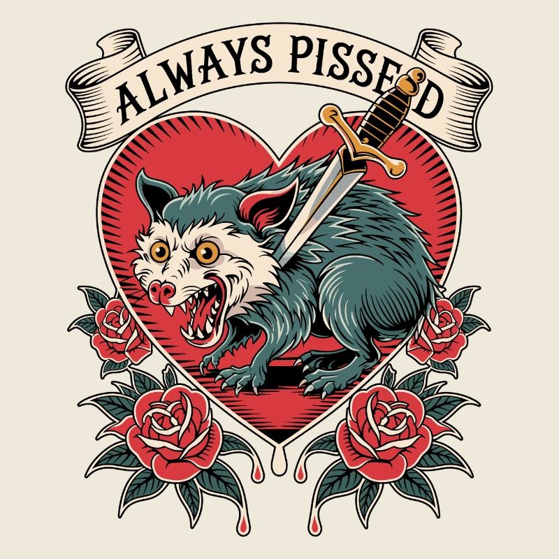 Wütender Wolf Herz Tattoo Stil