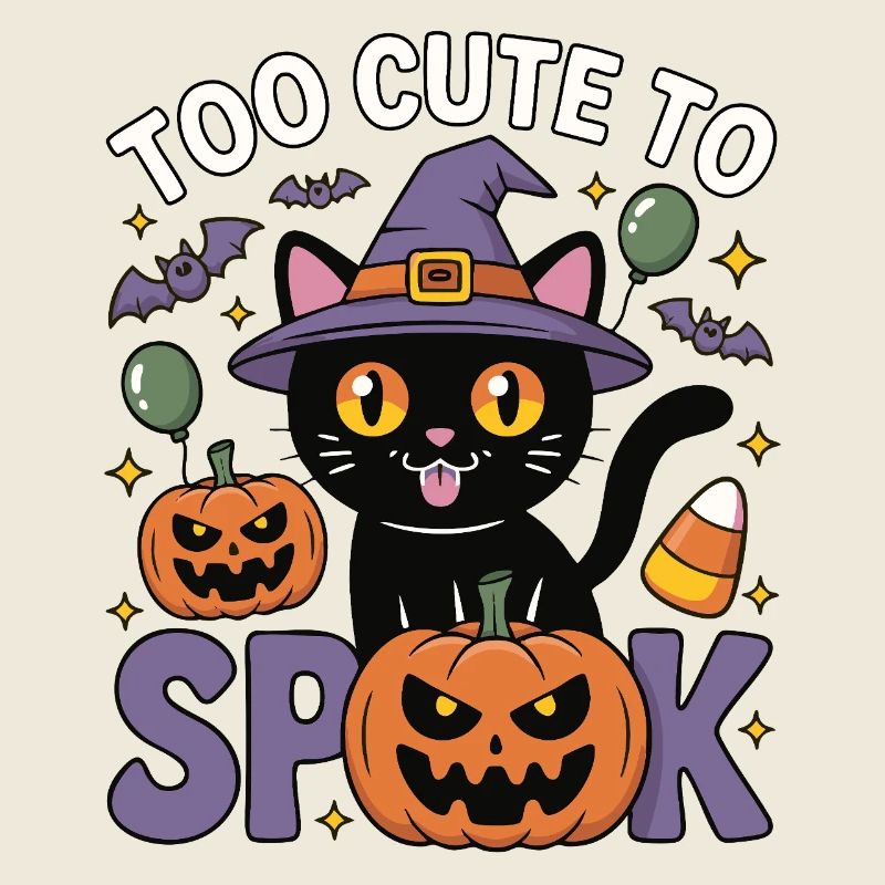 Trop mignon pour être effrayé - Chat sorcière mignon