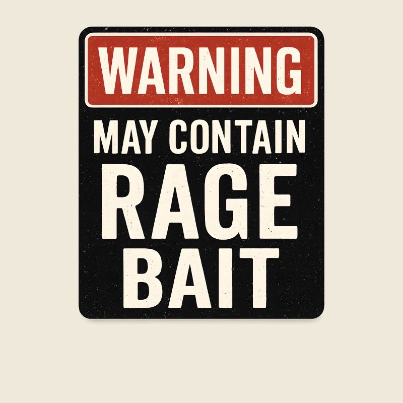 Warning May Contain Rage Bait, Funny Saying 